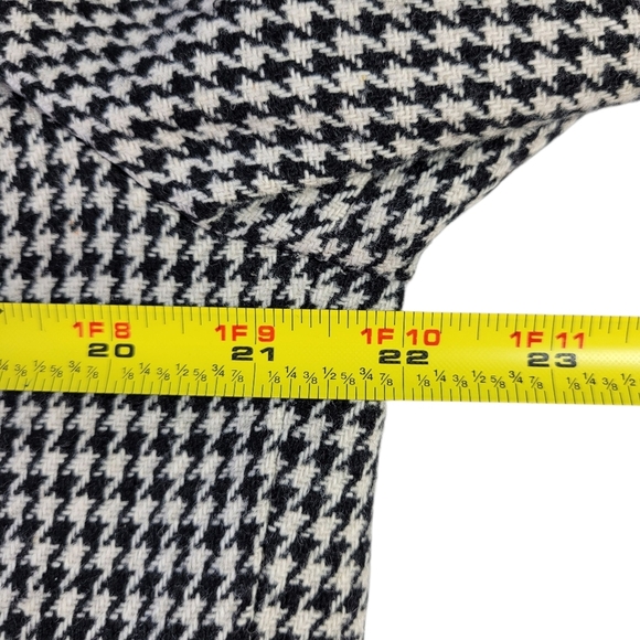 Sag Harbor Womens Blazer Size 12 Black White Houndstooth Velour Collar Long Wool - Picture 7 of 9